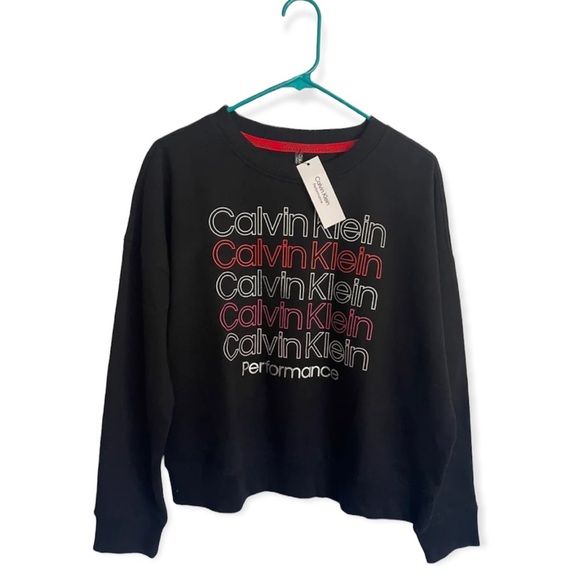 Calvin Klein Performance Black Crew Neck Pullover Sweatshirt NWT L - Picture 1 of 5